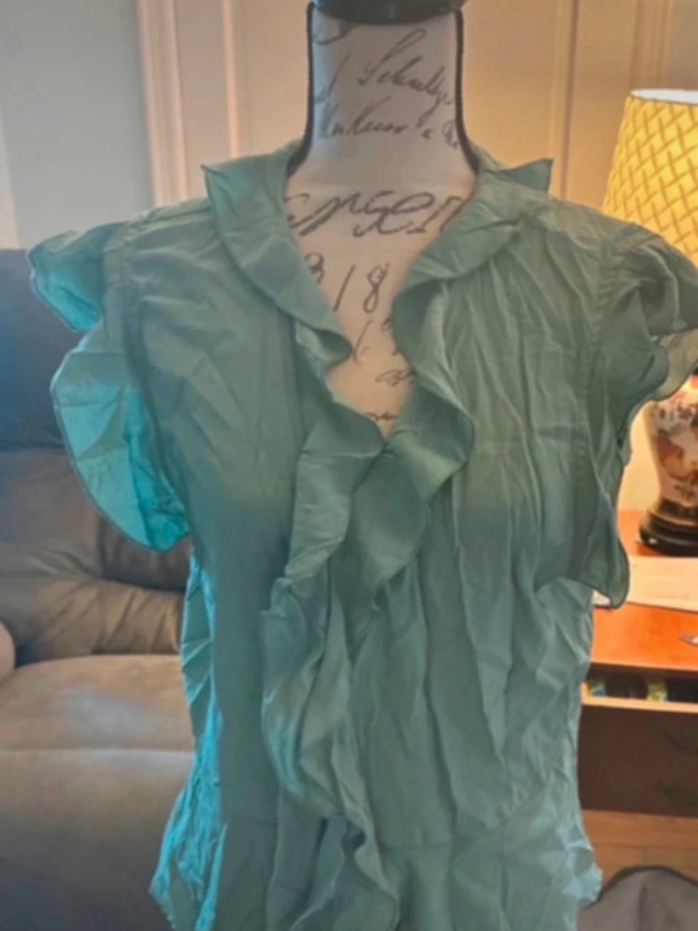 Ruffled Short-Sleeve Women's Top in Teal